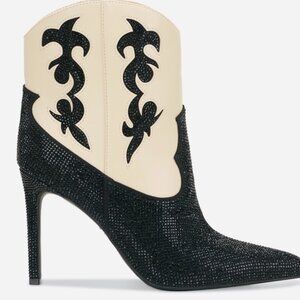 Women's I.N.C.Indigo Embellished Cowboy Boots, black and white, size 6.5, NIB
